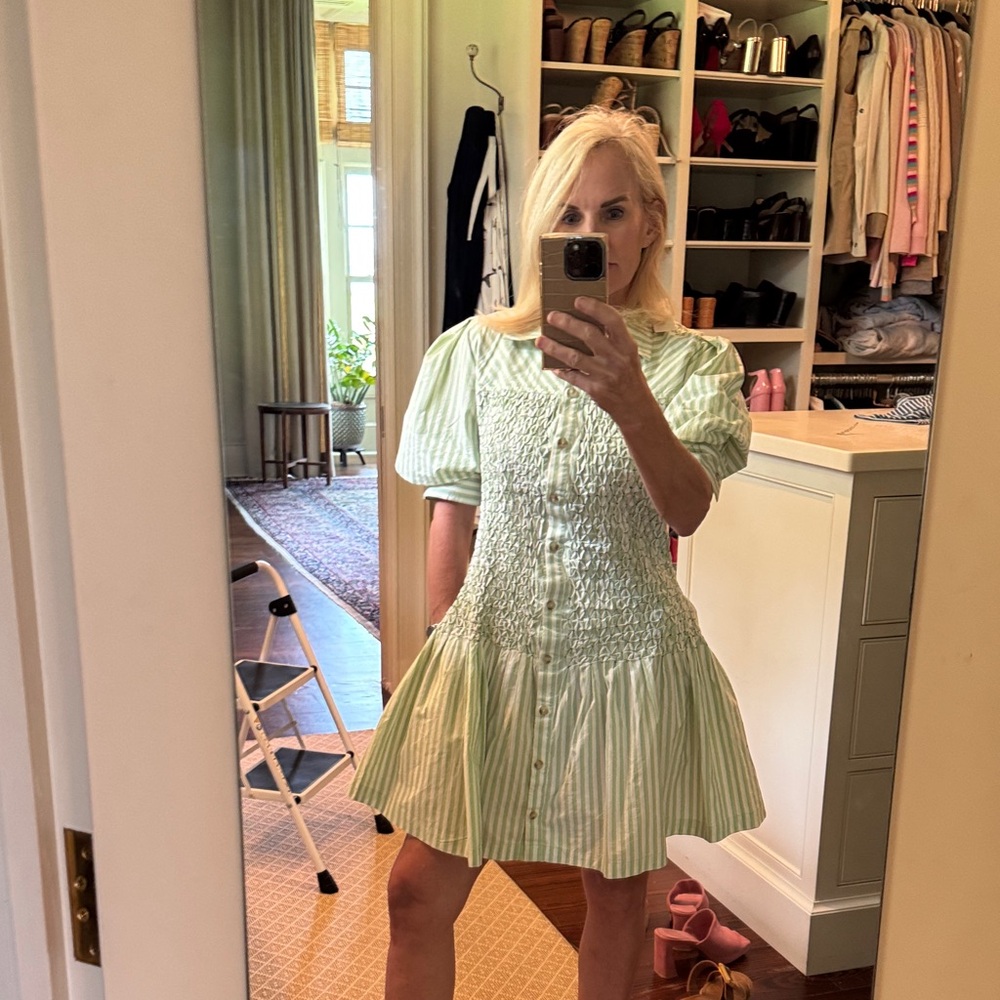 NWT Anthropologie Mint Green Puff Sleeve Dress with pockets!